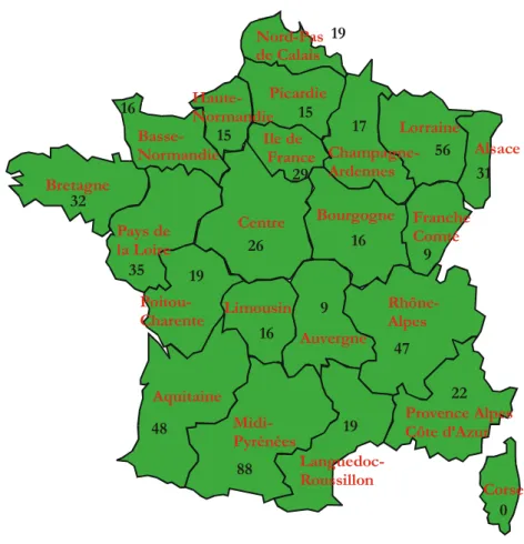 Figure N° 4 : répartition des fiches reçues par région 