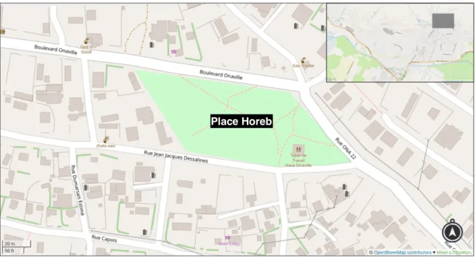 Figure 7: Localisation de la place Horeb dans Onaville 22 prolongé, Onaville, 2019. © OpenStreetMap  contributors.