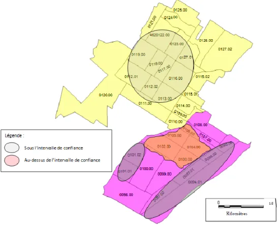 Figure 11 : Zones de CDN/NDG selon le résultat  à l’analyse du revenu 