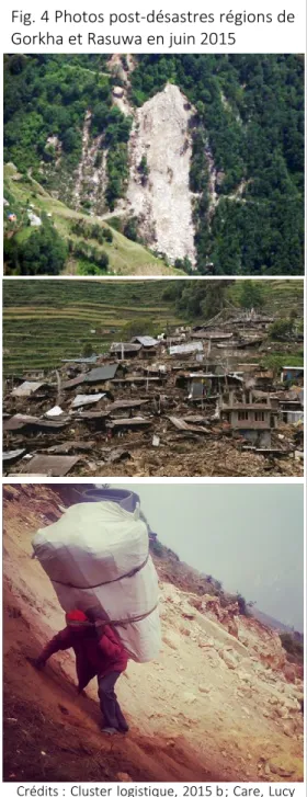 Fig. 4 Photos post-désastres régions de  Gorkha et Rasuwa en juin 2015 