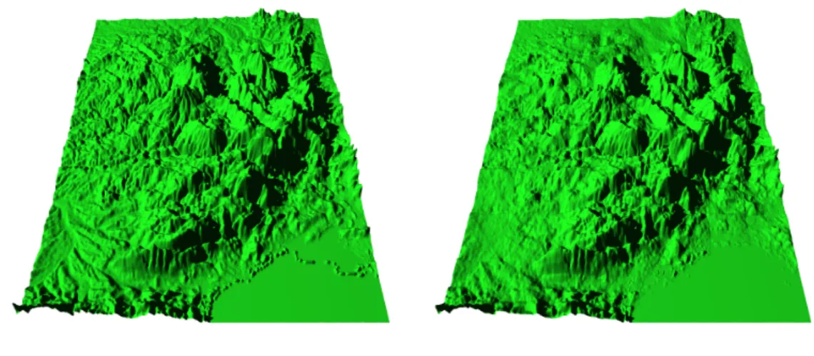Figure 6 represents the result of a surface approximation with N = 2. The sampling of F is an elevation grid of size 257 × 257