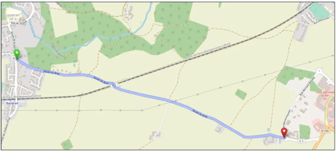 Figure 1.1: Route du Bray illustrated on Open Street Map.