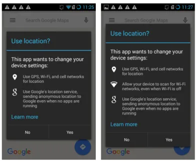 Figure 4: Google Maps prompting for Wi-Fi activation on the Nexus S