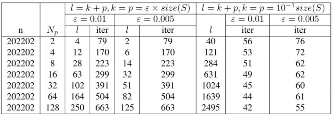 Table 6: 2D: Randomized algorithm (strong scaling)