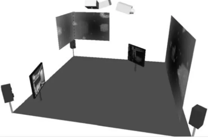 Figure  1.  InstallaSon.  Un  exemple  de  dispositif   de  projection sonore et visuelle