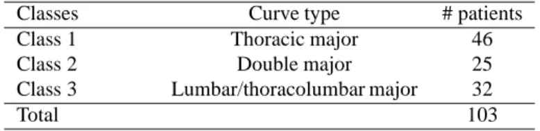 Table 1. Distribution of the patients among the classes