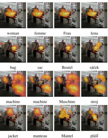Figure 5: Activation maps of the network with different input words in different languages