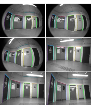 Fig. 11 Camera poses and 3D reconstruction of the doors shown in figure 10