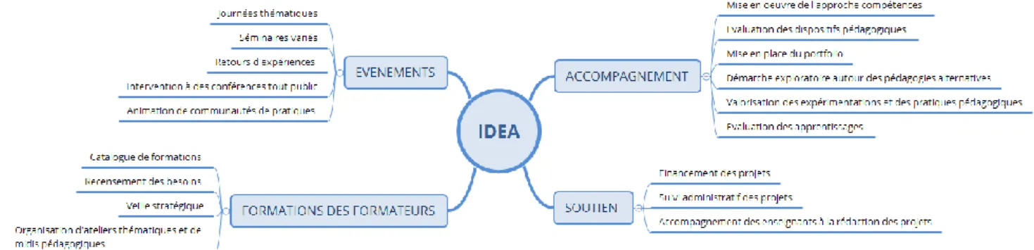 Figure 2 - Carte mentale des actions menées par l’Idefi. 