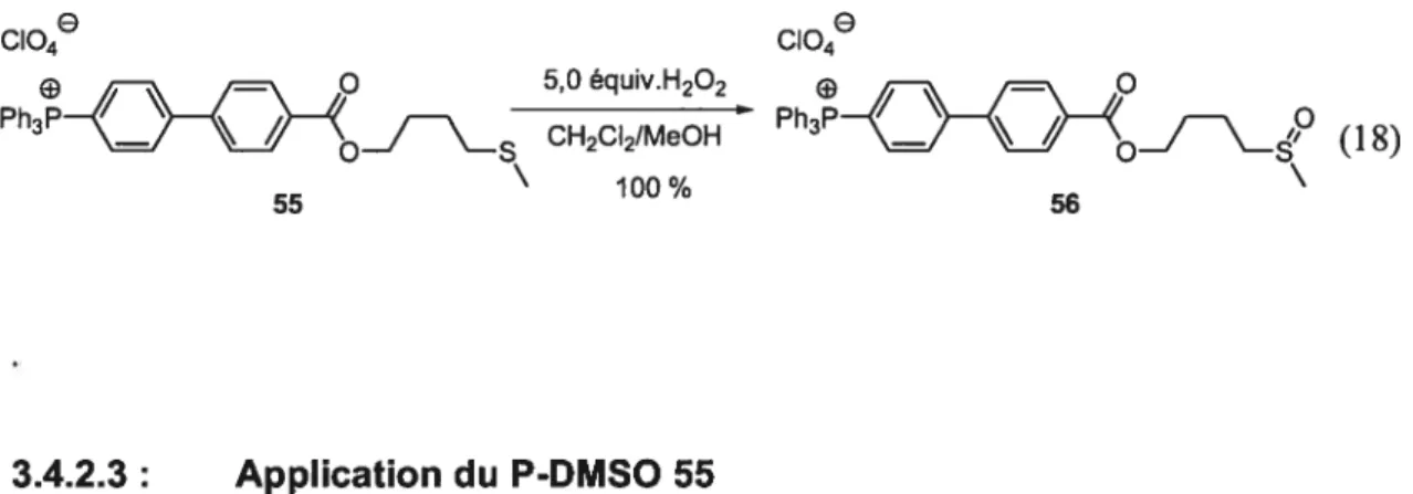 Tableau 4 : Oxydation de Swern avec P-DMSO 55