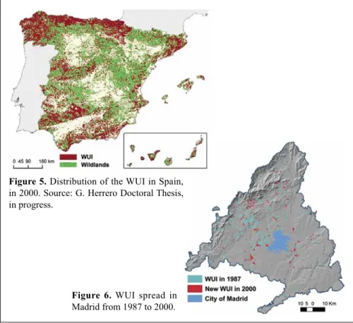 Figure 5. Distribution of the WUI in Spain,  in 2000. Source: G. Herrero Doctoral Thesis,  in progress.