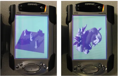 Figure 1: (Left) Our structure used for hierarchical point-based rendering of a 4.7M polygon model at 2.1 fps on a 200Mhz IPAQ, sampled at 1.3 M points total