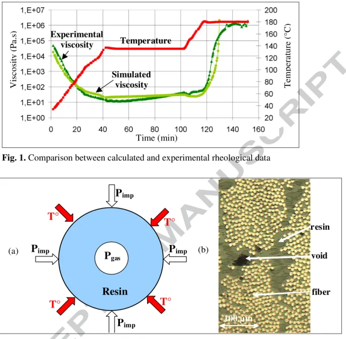 Fig. 1. Comparison between calculated and experimental rheological data 