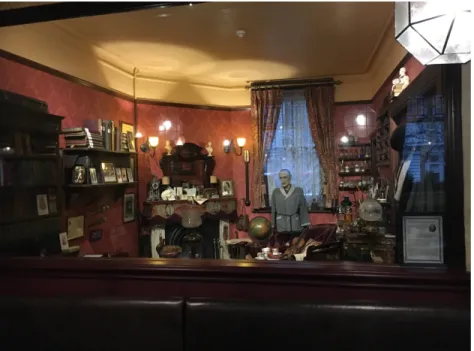 Figure 7 : Le salon de Sherlock Holmes exposé dans le Sherlock Holmes pub  (Crédit photo : Axelle Gougeon, le 8 janvier 2018) 