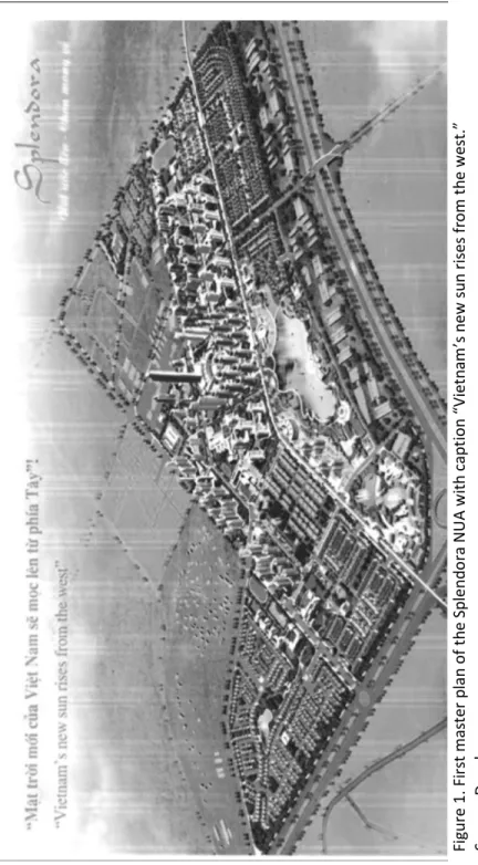 Figure 1. First master plan of the Splendora NUA with caption “Vietnam’s new sun rises from the west.” Source: Developers.