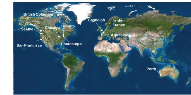 Figure 1 – Location of the 10 local authorities that we studied  