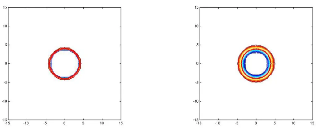 Fig. 2.5. Fonction Level-Set à des pseudo-temps différents lors du processus de réinitialisation