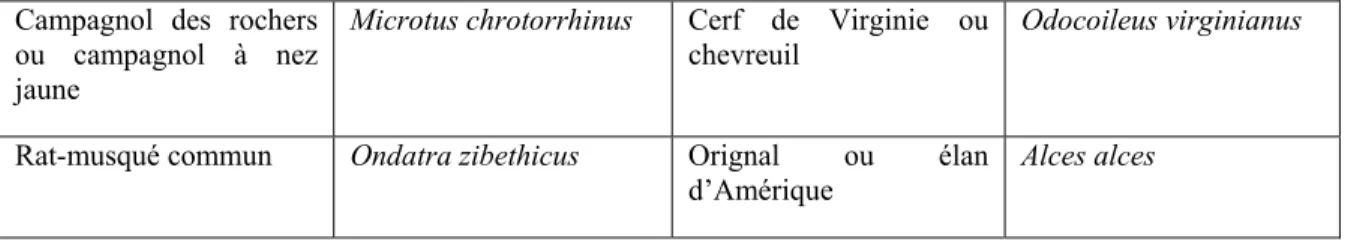 Tableau 2.4.2 Espèces de poissons recensées dans la région du Témiscouata (d’après Bernatchez  et Giroux, 2000) 
