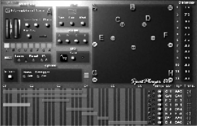 fig. 17 : SpatPlayer 812 : la sortie de chacune des huit zones  d'échantillons peut être positionnée et jouée à partir de 