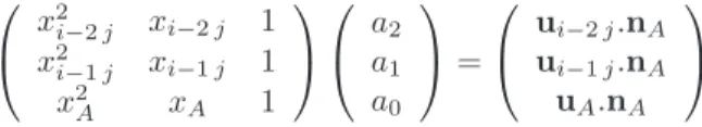 Figure 3: Cells and stencils used for the extrapolation state, considering u ∗ n &gt; 0.