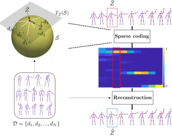 Fig. 2. Illustration of intrinsic sparse coding in the Kendall’s shape space.