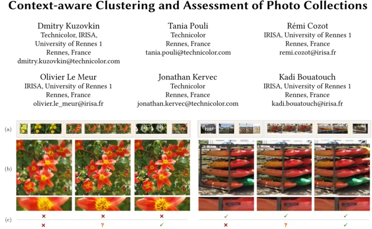 Figure 1: Our context-aware framework performs the assessment and labeling of images in photo collections by considering image quality in the context of the collection as well as photos captured in the same scene