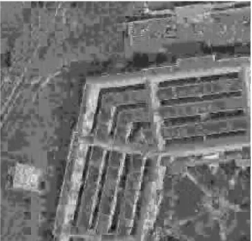 Fig. 7. Reconstructed target image I (r) of the “pentagon” pair at 0.2 bpp: (a) scheme B; (b) VLS-II.