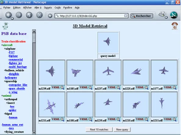 Fig. 6. Screen shot of the 3-D search engine.