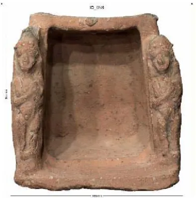 Fig. 6 : Figurines au tambour attachées à une maquette de sanctuaire, Karak (région), XI e -IX e  siècle av