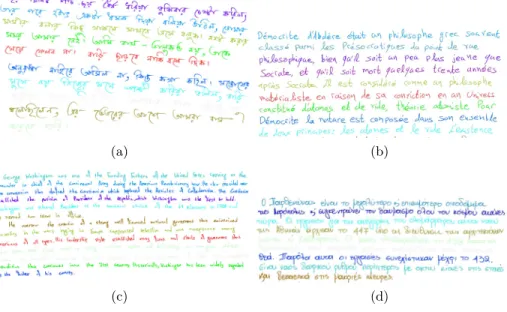 Figure 11. Example of obtained line segmentation results, on images with various scripts and languages