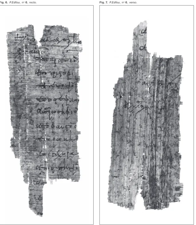 Fig. 6. P.Edfou, nº 6, recto. Fig. 7. P.Edfou, nº 6, verso.