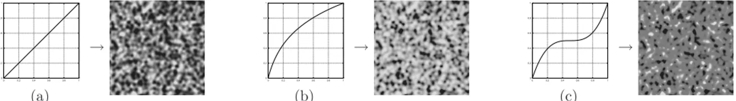 Figure 6. Examples of some simple functions which transform a coherent noise function into some more realistic speckle patterns