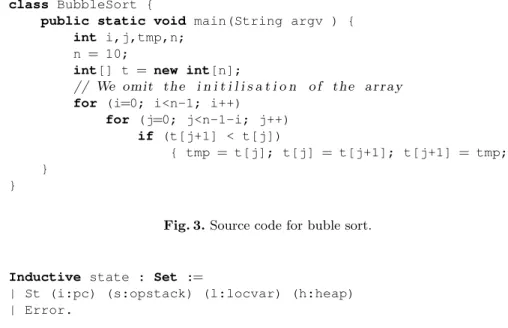 Fig. 3. Source code for buble sort.