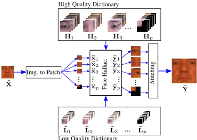 Fig. 2: Schematic diagram of the proposed Robust Face Hal- Hal-lucination method.