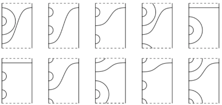 Fig. 1.9. La base B 5,1 W (q,z ). Sur la première ligne, on a, de gauche à droite, les diagrammes w 12 , w 13 , w 14 , w 15 et w 23 tandis que, sur la seconde, on a plutôt w 24 , w 25 , w 34 , w 35 et w 45 