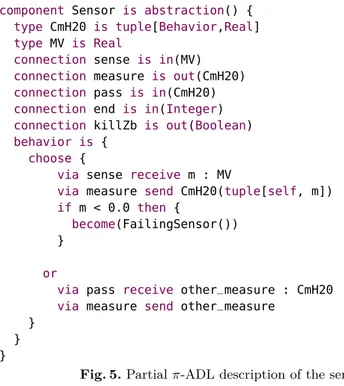 Fig. 5. Partial π-ADL description of the sensor component