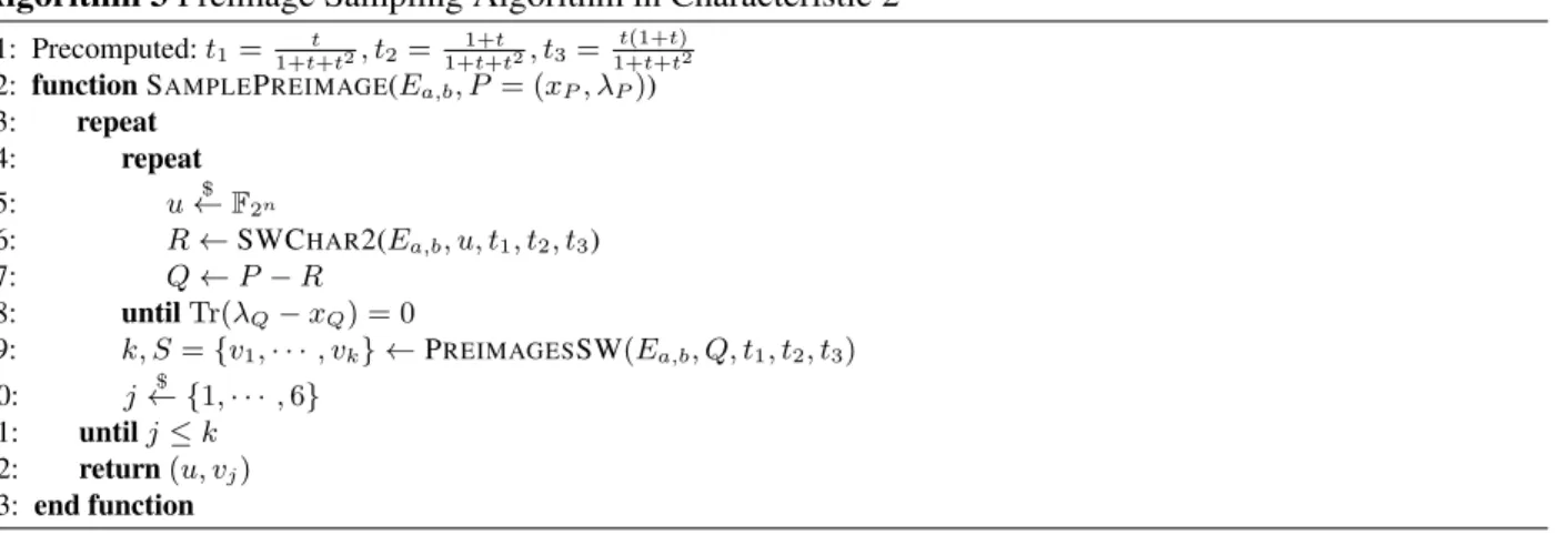 Table 1. Efficient computation of values X i and 1/X i for i = 1, · · · 3. The values t 1 = 1+t+t t 2 , 1/t 1 , t 2 = 1+t+t 1+t 2 , 1/t 2 and 1/t 3 = 1+t+t t(1+t) 2 can be precomputed, with t a constant such that t 6∈ F 4 .