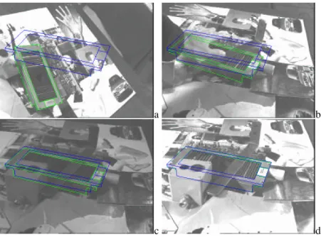 Figure 4: Tracking in complex environment within visual servoing: Images are acquired and processed at video rate (25Hz)