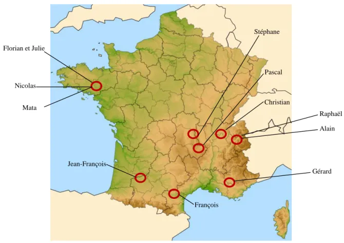 Figure 3 : Emplacement des paysans rencontrés 