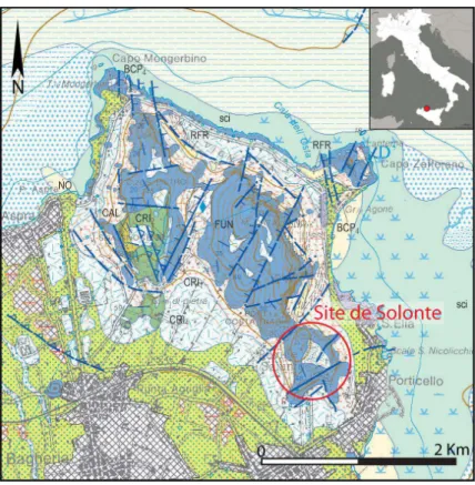 Fig. 1 – Carte géologique du Monte Catalfano.