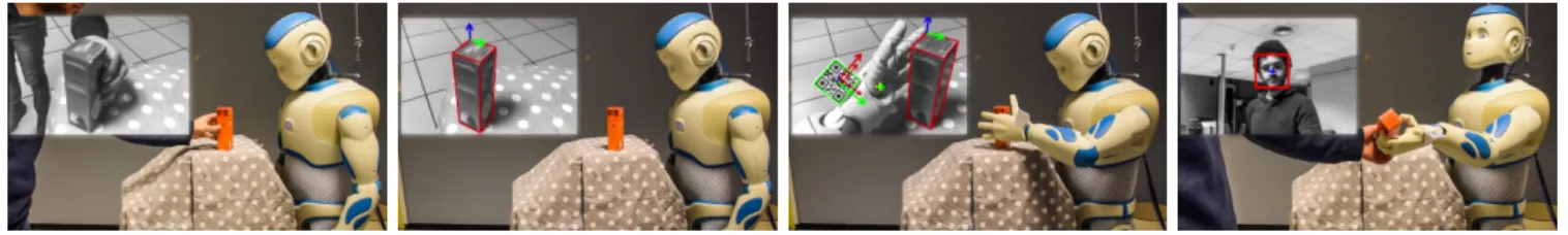 Figure 1: Romeo grasping a box and delivering it to a human.