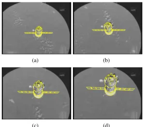 Figure 5: Tracking relying on depth edges for the Soyuz se- se-quence.