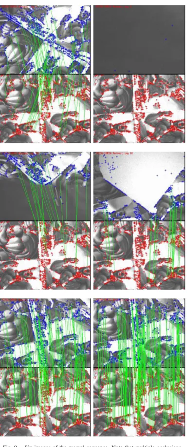 Fig. 9. Six images of the marvel sequence. Note that multiple occlusions are done (partial or complete)