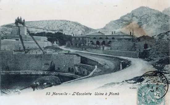 Fig. 1 : L’usine à plomb de l’Escalette au début du xx e  siècle (coll. privée)