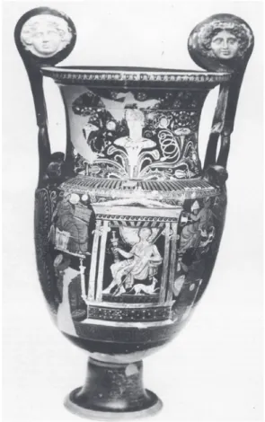 Fig. 2 : Cratère à volutes attribué au Peintre de  Baltimore (Tarente, Museo Archeologico Nazionale,  132731) : face A (photo DE JULIIS E