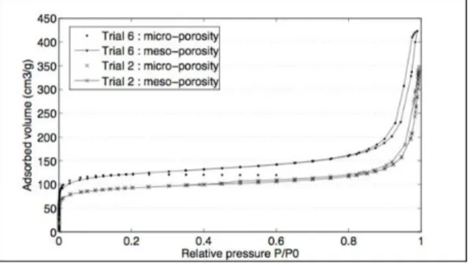 Figure 4 shows that both products have micro-pores: gas is absorbed at very low relative pressures
