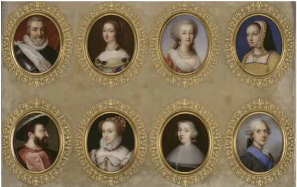Figure 5 - Victoire Jaquotot, huit portraits en miniature pour la tabatière du roi, émail sur porcelaine, 1819-1820,  musée du Louvre [source : RMNGP] 