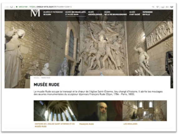 Figure 9 - Site du Musée Rude de Dijon, page d'accueil [capture d'écran du 20 juillet 2018] 