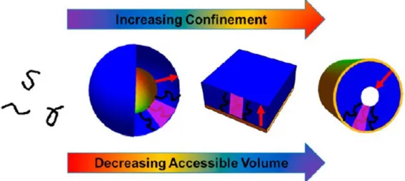 Figure 1-11. Schematic illustration of the confinement effect in SI-ATRP.  