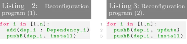 Figure 3 shows four subgraphs. Two of these, on the left, are for component type Dependency1 and correspond respectively to the execution of behavior update starting from place running and to the execution of behavior install starting from place installed
